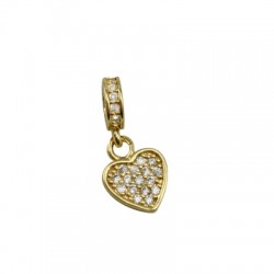 Zircon Brass Charm Heart 15x7mm