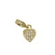 Zircon Brass Charm Heart 15x7mm
