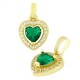 Zircon Brass Charm Heart 11x13mm