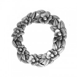 Zamak Pendant Ring w/ Flowers & Leaves 80mm