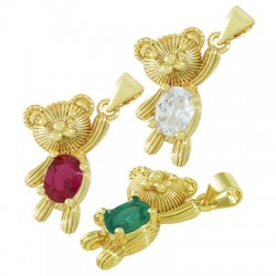 Breloque ours en Laiton et Zircon 14 x 20 mm