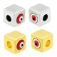 Brass Cube Bead w/ Evil Eye & Enamel 7mm (Ø3.2mm)