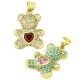 Zircon Brass Charm Bear 16x20mm