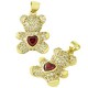 Zircon Brass Charm Bear 16x20mm