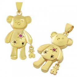 Brass Charm Bears w/ Zircon 16x28mm