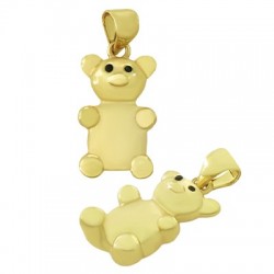 Brass Charm Bear w/ Zircon 10x19mm