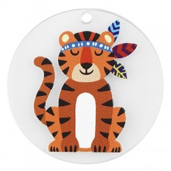 Plexi Acrylic Pendant Round Tiger 40mm