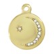Stainless Steel Charm Round w/ Moon & Strass 15mm