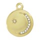 Stainless Steel Charm Round with Moon & Strass 15mm