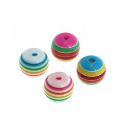 Resin Bead Round Ball w/ Stripes 12mm