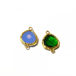 Brass Irregular Setting w/ Crystal Stone 13mm w/ 2 Rings