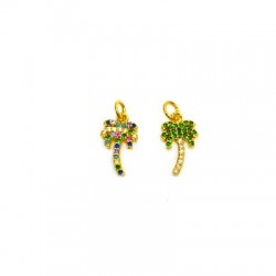 Ciondolo in Ottone con Palma e Zircone 7X13 mm