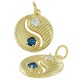 Zircon Brass Charm Yin Yang 20mm