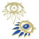 Enameled Brass Connector Evil Eye Teardrop with Zircon 28x27mm