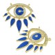 Enameled Brass Connector Evil Eye Teardrop with Zircon 28x27mm