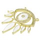 Enameled Brass Connector Evil Eye Teardrop with Zircon 28x27mm