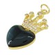 Brass Charm Heart w/ Crown Zircon & Enamel 14x25mm