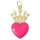 Brass Charm Heart w/ Crown Zircon & Enamel 14x25mm