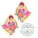 Πλέξι Ακρυλικά Σκουλαρίκια Frida Kahlo 50x41mm (2τμχ/Σετ)