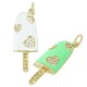 Enameled Zircon Brass Charm Ice Cream 10x27mm