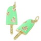 Enameled Zircon Brass Charm Ice Cream 10x27mm
