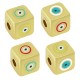 Enameled Brass Bead Cube with Evil Eye 8mm Ø2.8mm