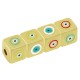 Enameled Brass Bead Cube with Evil Eye 8mm Ø2.8mm
