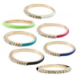 Bague Ronde en Laiton Émaillé avec Zircon 23 mm