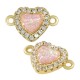 Zircon Brass Connector Heart & Opal Stone 8x9mm