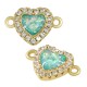 Zircon Brass Connector Heart & Opal Stone 8x9mm