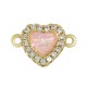 Connettore in Ottone con Zircone. Cuore e Pietra Opale 8x9 mm