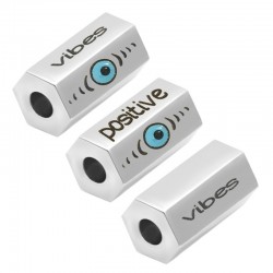 Tube Hexagone Vibes & Œil Porte-Bonheur avec Émail 15x8mm (Ø3mm) en Acier Inoxydable 304