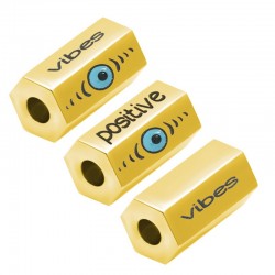 Tube Hexagone Vibes & Œil Porte-Bonheur avec Émail 15x8mm (Ø3mm) en Acier Inoxydable 304