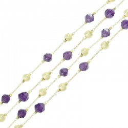 Brass Chain Flower w/ Amethyst 5x6mm