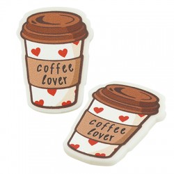 Πλέξι Ακρυλικό Flatback Ποτήρι Καφές "coffee lover" 23x33mm