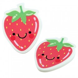 Plexi Acrylic Flatback Strawberry w/ Smile 24x30mm