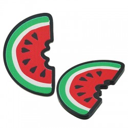 Plexi Acrylic Flatback Watermelon Slice w/ Hearts 21x35mm
