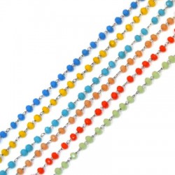Stainless Steel 304 Eyepin Chain with Glass Bead 2mm