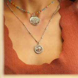 Chaîne maille fantaisie avec perles en verre 2mm en Acier Inoxydable 304