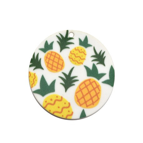 Plexi Acrylic Pendant Oval Pineapple 42x45mm