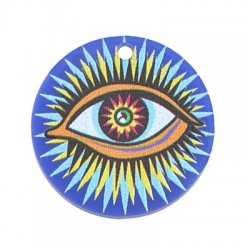 Plexi Acrylic Charm Round w/ Evil Eye 25mm