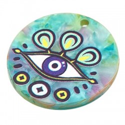 Plexo Acrylic Pendant Round w/ Evil Eye 29mm