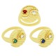 Bague en Laiton avec Zircon et Motif yin yang rond 20 x 18 mm