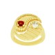 Brass Ring Round Yin Yang w/ Zircon 20x18mm