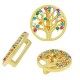 Zircon Brass Slider Round with Tree Life 15mm