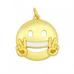 Colgante Metal Latón Cara Sonriente Esmalto y Circonitas 8mm