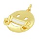 Enameled Brass Charm Round Smile Face 18mm