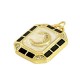 Enameled Brass Charm Octagon Moon with Zircon 23x18mm
