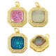 Zircon Brass Charm Octagon 16x18mm