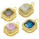 Ciondolo in Ottone Ottagonale con Zirconi 16x18mm